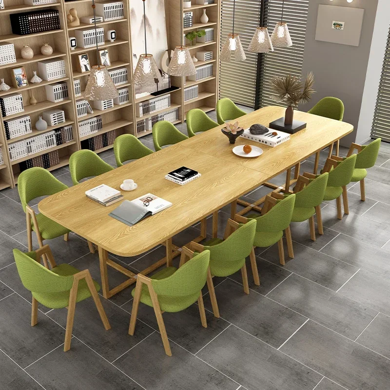 Reception Negotiation and Chair Combination Training Institution Library Reading Room Long Simple Modern Office Conference Table