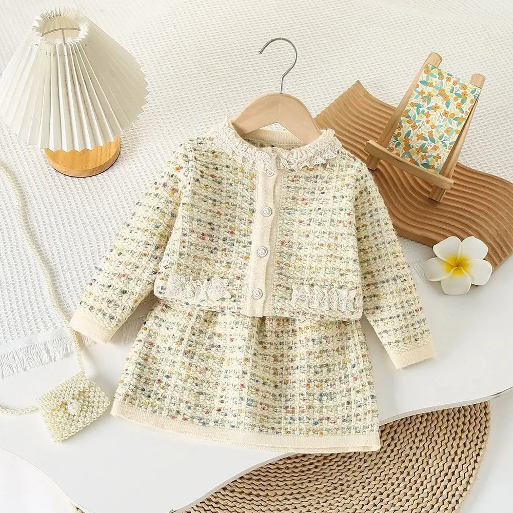 

Girl's Suit Spring and Autumn Long Sleeve Fragrant Sweet Fashion Princess Set Skirt Vestidos Casual Outfit 2-6Y