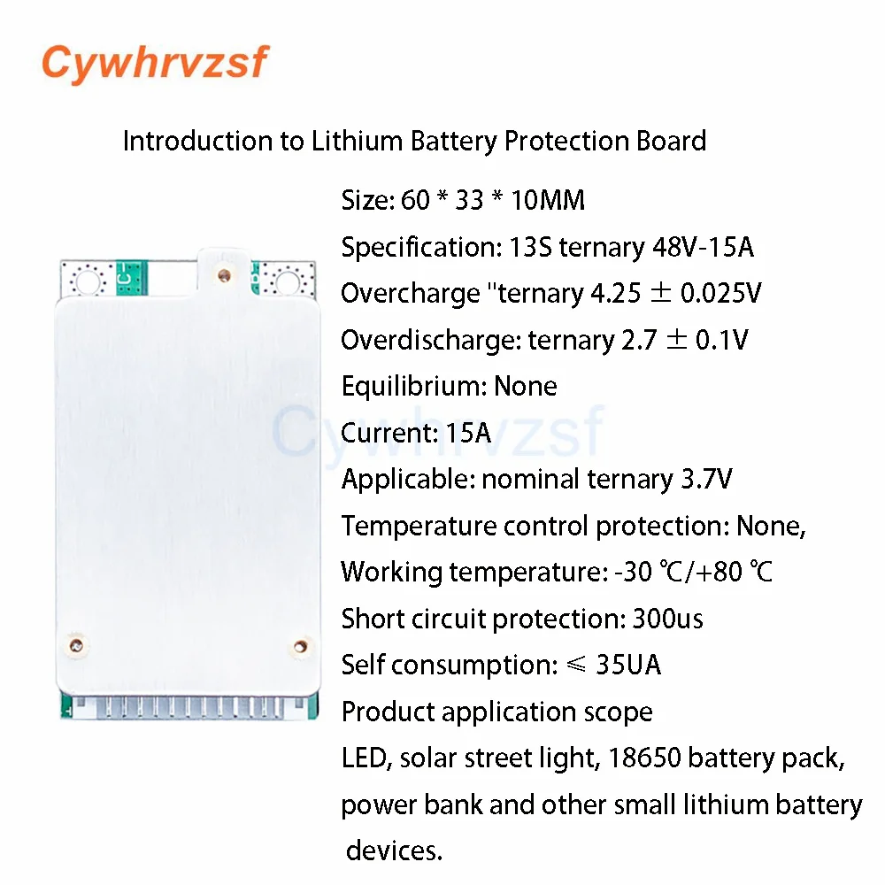 BMS 13S 48V 15A 20A 50A 18650 Li-ion Lithium Battery Pack Protection PCB Board with/without balance For E-bike Escooter Charging