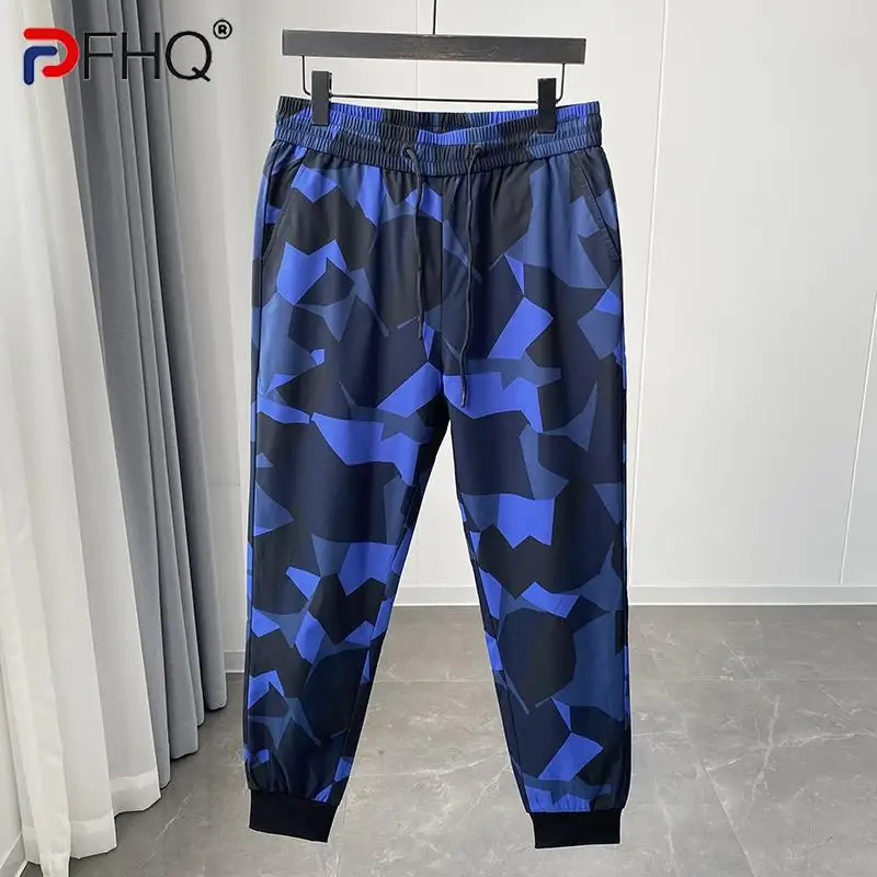 PFHQ New Causal Eiderdown Pants For Men's Loose High Waist Shirring Pockets Straight Trousers Men 2023 Autumn Fashion 21Q5450