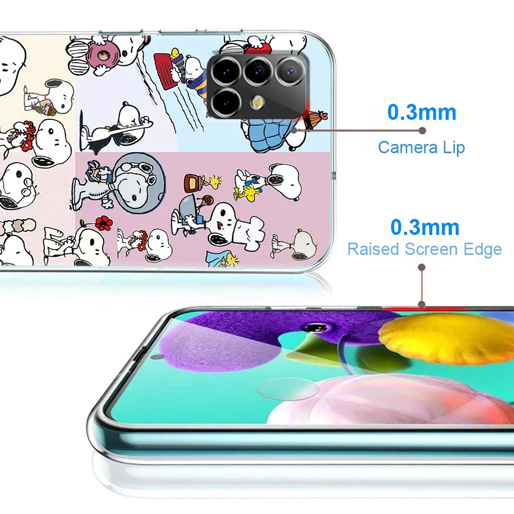 S-Snoopy Cartoon Luxury Case for Samsung Galaxy A51 A14 A54 A12 A41 A21s A13 A15 A55 A71 A23 A31 A33 A52 A24 A32 TPU Phone Cover