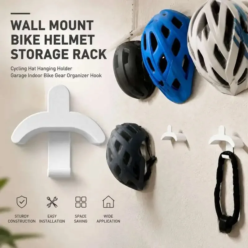 Indoor Wall Hanging Cycling Helmet Holder Bike Headgear Storage Hook Garage Biking Gear Display Rack