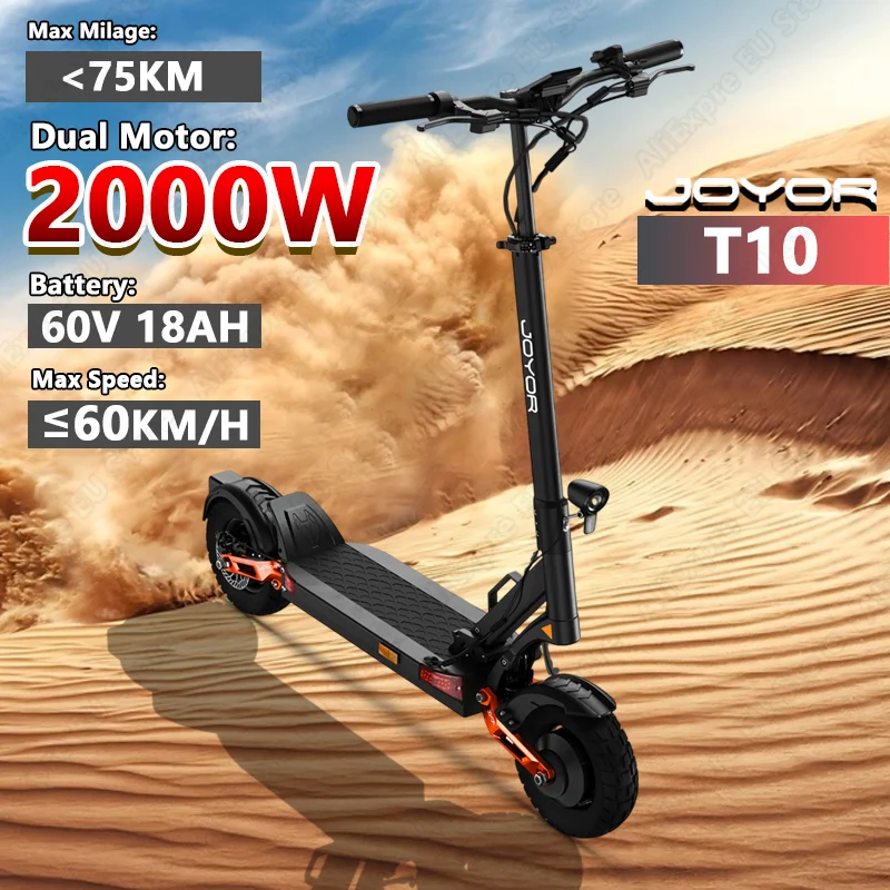 

JOYOR T10 E-Scooter 2000W Dual Motor 60V18Ah Strong Climbing Ability Electric Scooter 10"Off-road Tire Hydraulic Brake EScooters