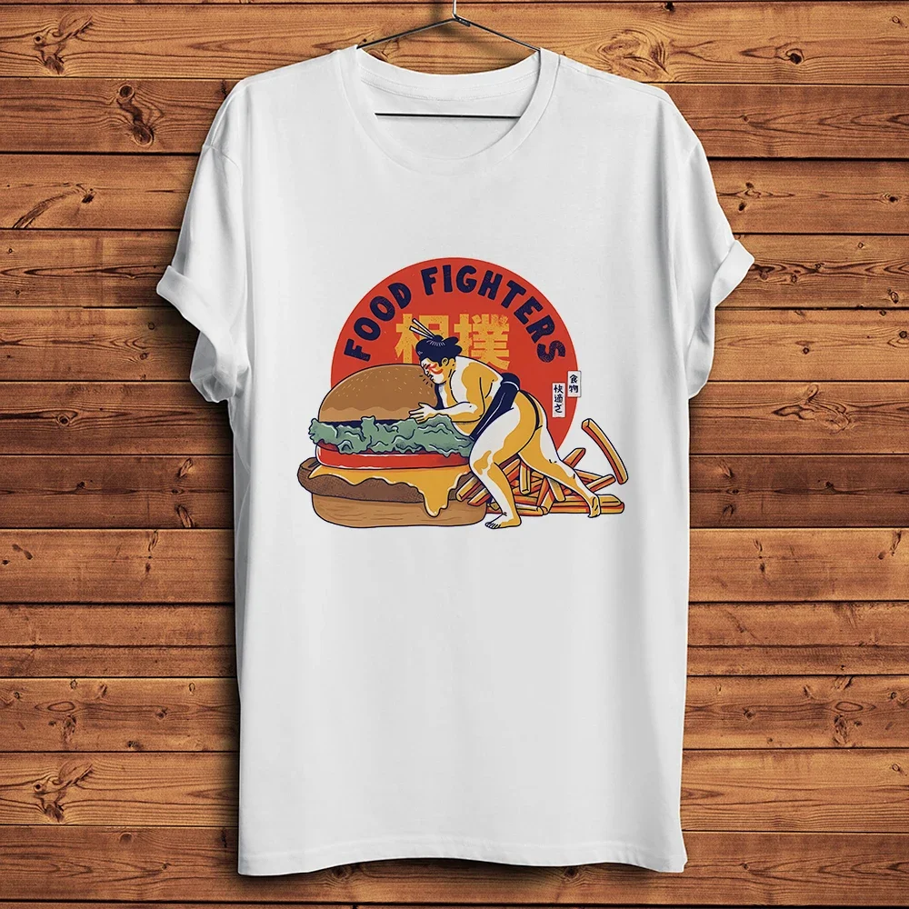 Hamburger Sumo Wrestler Burger Fries Funny T-Shirt,Men Daily Short Sleeve Casual T-Shirt Unisex,Breathable Print No-cracking