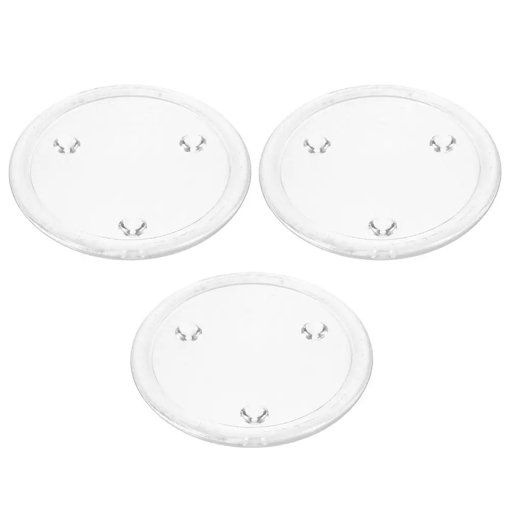 3Pcs Glass Holder Tray Transparent Round Design Space Saving Compact Pillar Stand for Home Wedding Table Decor