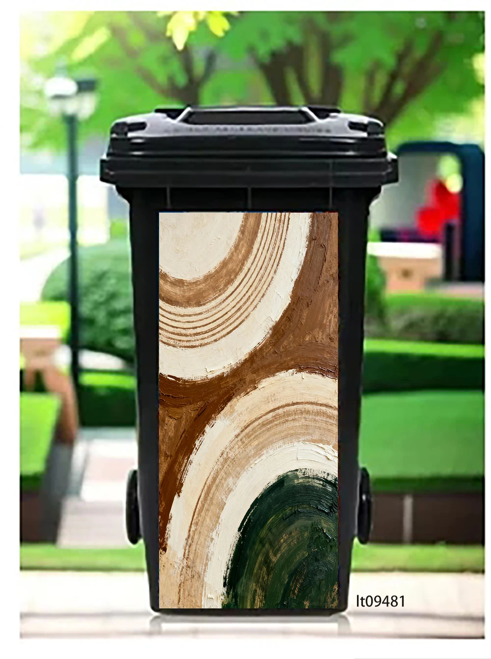 Cosmic Galaxy Nebula Trash Can Sticker, Glowing Abstract Design Waterproof Removable Outdoor Garbage Bin Decor view 3