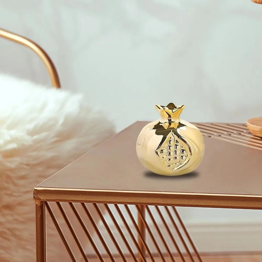 Gold Ceramic Pomegranate Statue Ceramic Sturdy Pomegranate Sculpture Smooth Surface Tabletop Art Decoration For Home Decoration