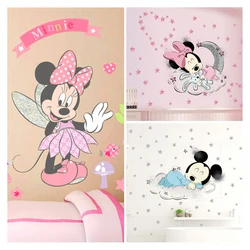 Cartoon Disney Mickey Mouse Minnie Baby Sleep Wall Sticker For Kids Room Decoration Wallpaper Cute Self-Adhesive DIY Mural Decal