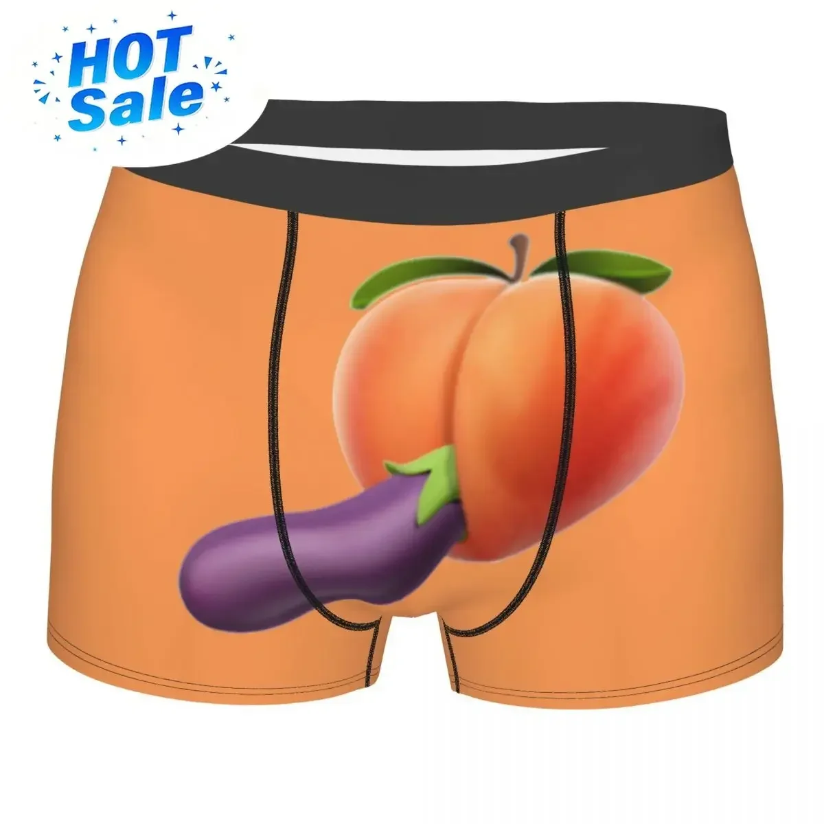 Sexy Custom Funny Food Porno Peach Eggplant Design Underwear Breathbale Boxer Briefs Shorts Panties Soft Underpants For Homme