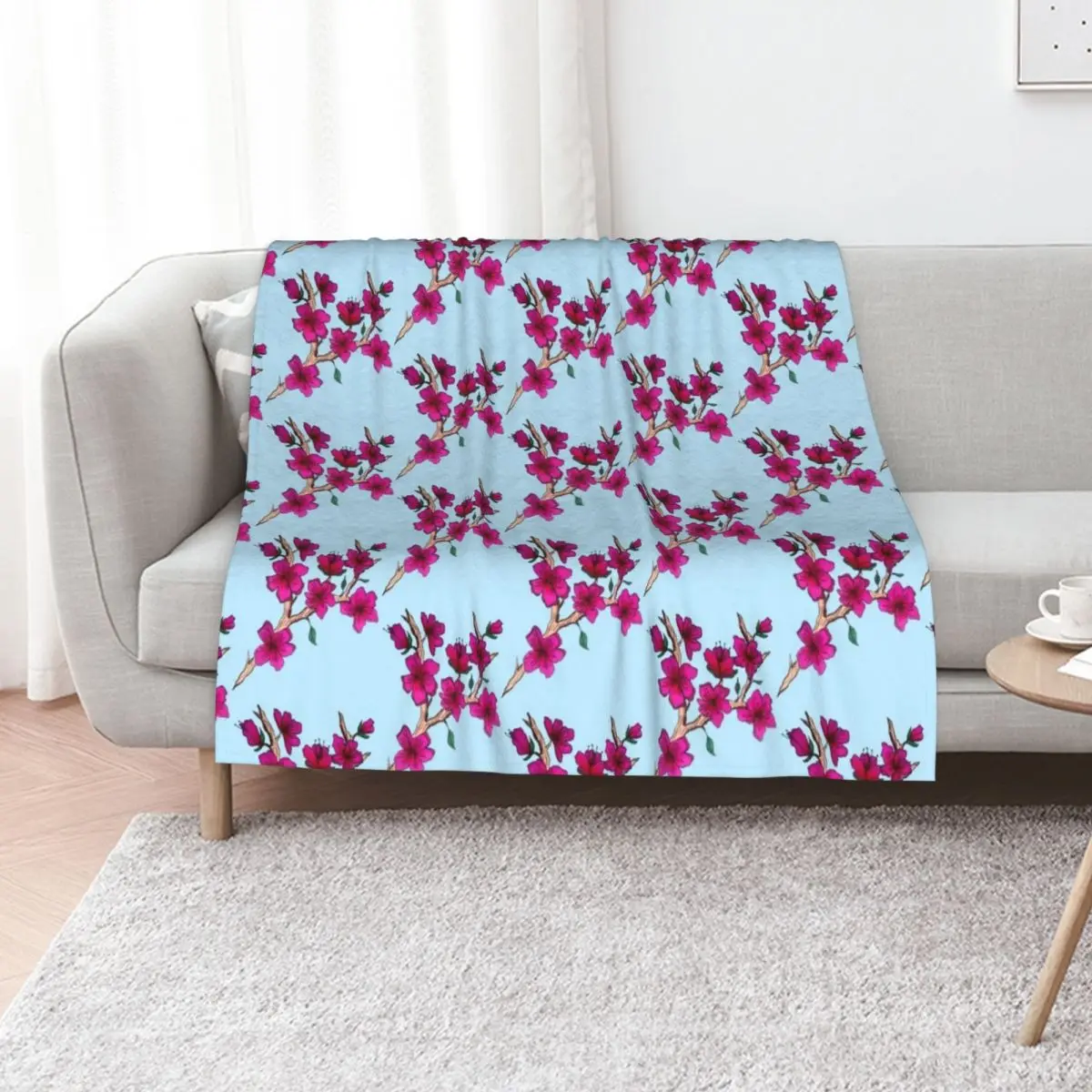 Cherry Blossom In Bloom Throw Blanket Soft Comfort Blanket for Reading Watching TV