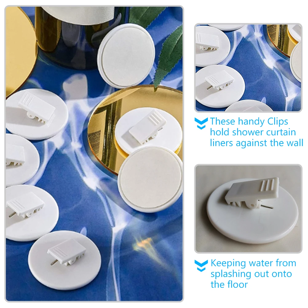 

4pcs Adhesive Shower Curtain Weight Clips Bathroom Liner Guard Waterproof Windproof Splash Guard For Cloth Fabric Shower