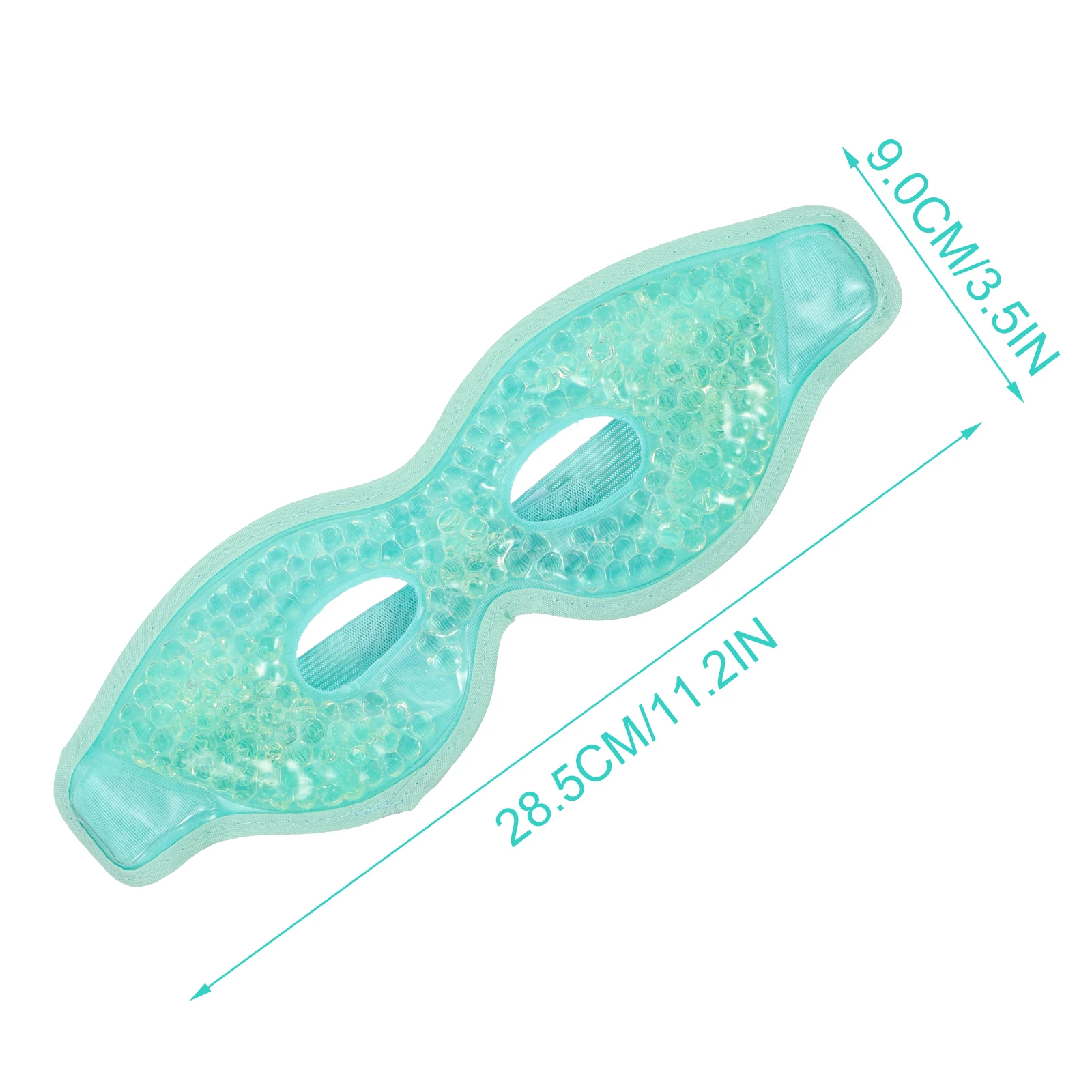 قناع عين جل PVC، غطاء ضغط للتبريد، أخضر فاتح، مادة كريستالية ناعمة تدوم طويلاً، تعب عملي