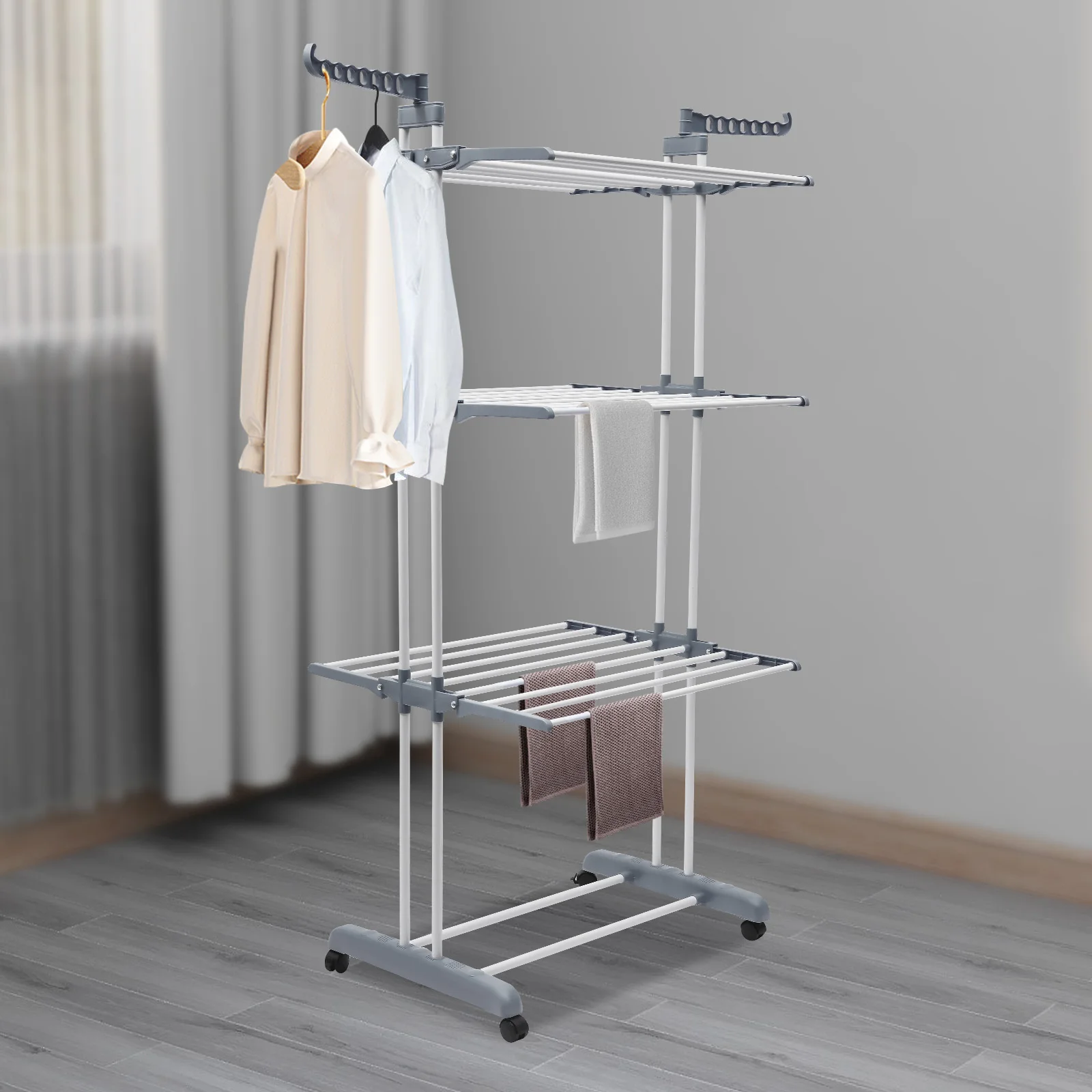 

LOYALHEARTDY 4 Layers Clothes Drying Rack Folding Dryer Garment Hanger Stand Laundry Organizer Heavy Duty Clothing Hanging Shelf