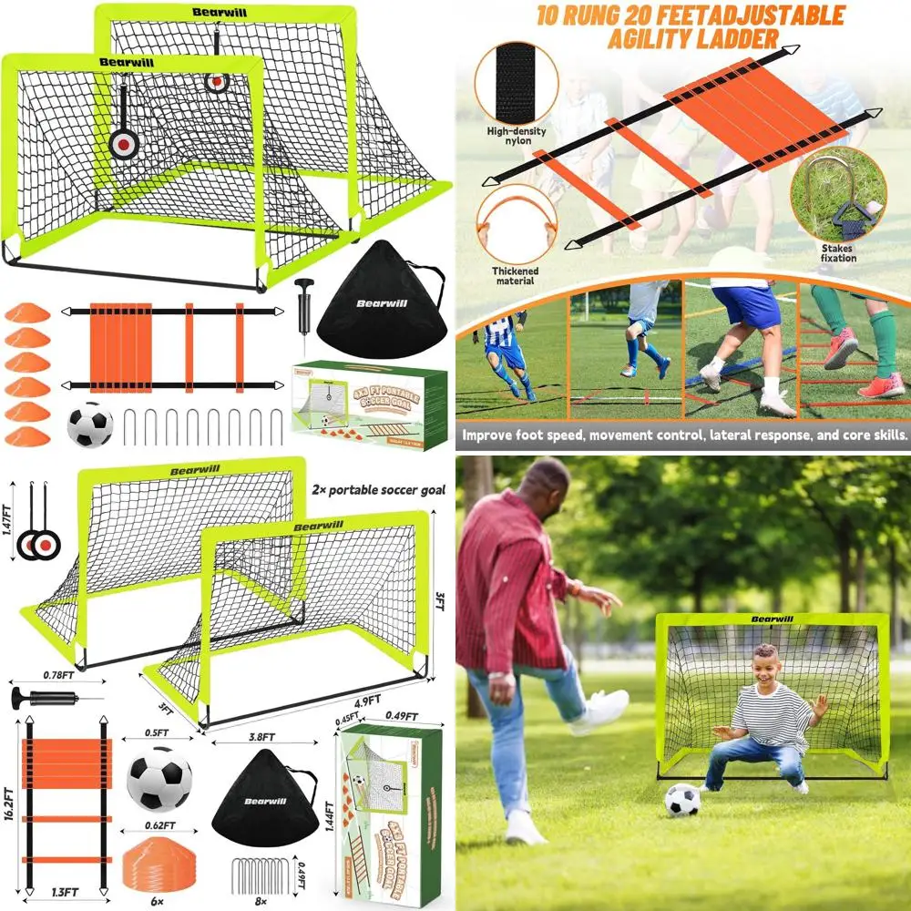 

Portable Soccer Goals Set for Kids - 4x3ft Net, Ball, Ladder, Cones, and Targets for Training