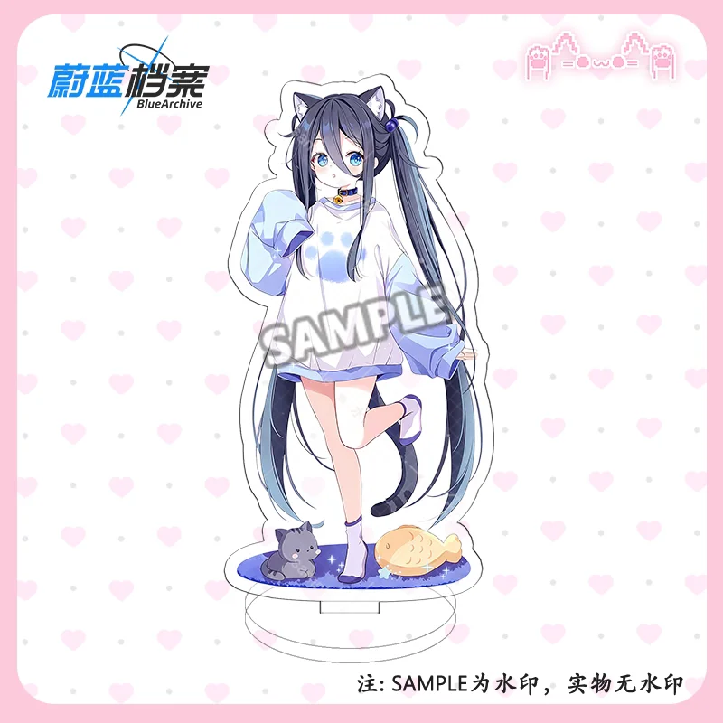 Anime Blue Archive Key Tendou Aris Cat Ear Design Ver Acrylic Stand Model Plate Keychains Desktop Ornament