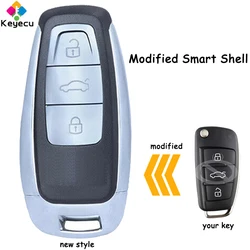 KEYECU Modified Keyless Go Flip Remote Car Key Shell Case With 3 Buttons Fob for Audi A3 A4 A6 A8 TT Q2 Q3 Q5 Q7 S3 A5 A7 RS3