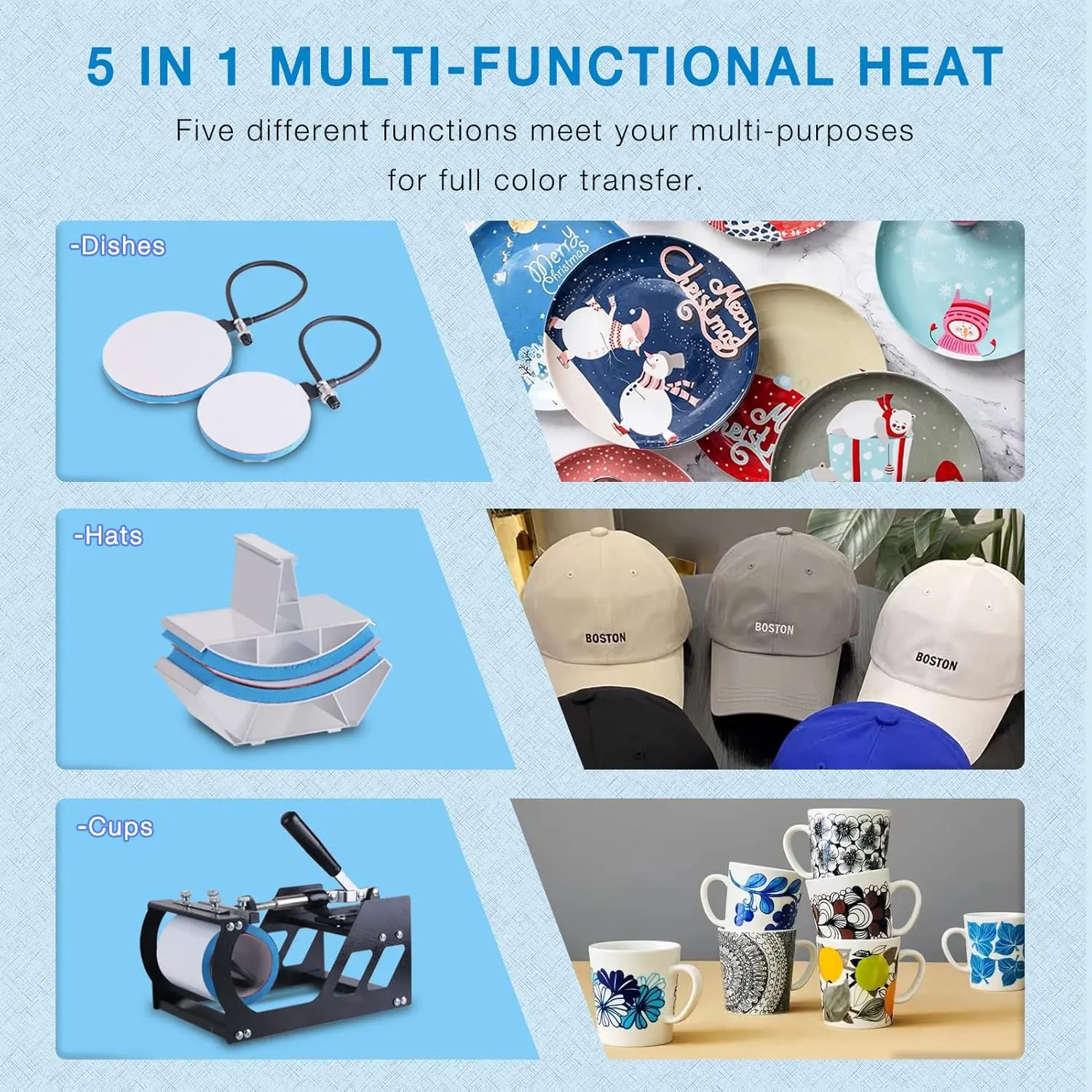 

Upgraded 5 in 1 Heat Press Machine 12 x 15 Inch Heat Transfer Machine 360-Degree Swing Away Multifunction Digital Sublimation