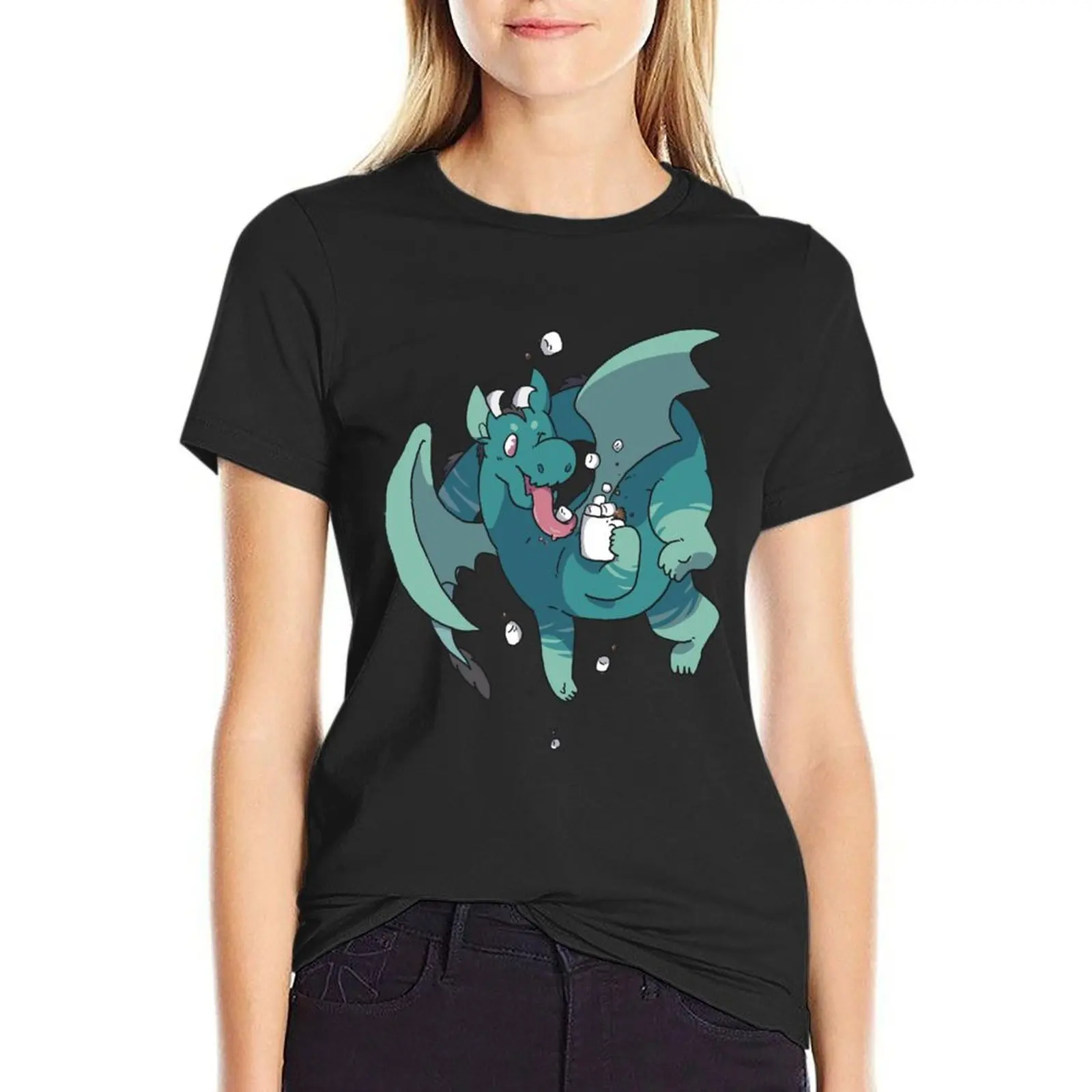 Cocoa Dragon T-Shirt korean fashion customs black t shirts for Women