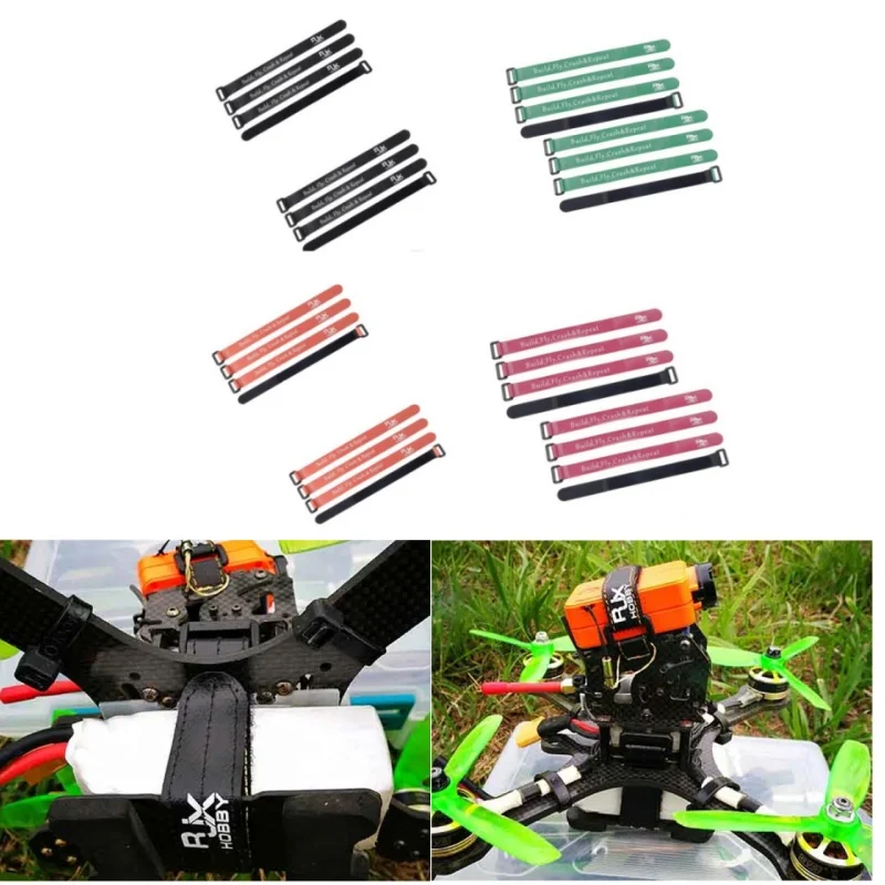 8Pcs Battery Strap Non-Slip Silicone 20x200MM Camera Straps Magic TapeVery Strong F RC Racing FPV Drone Black Red Green Orange