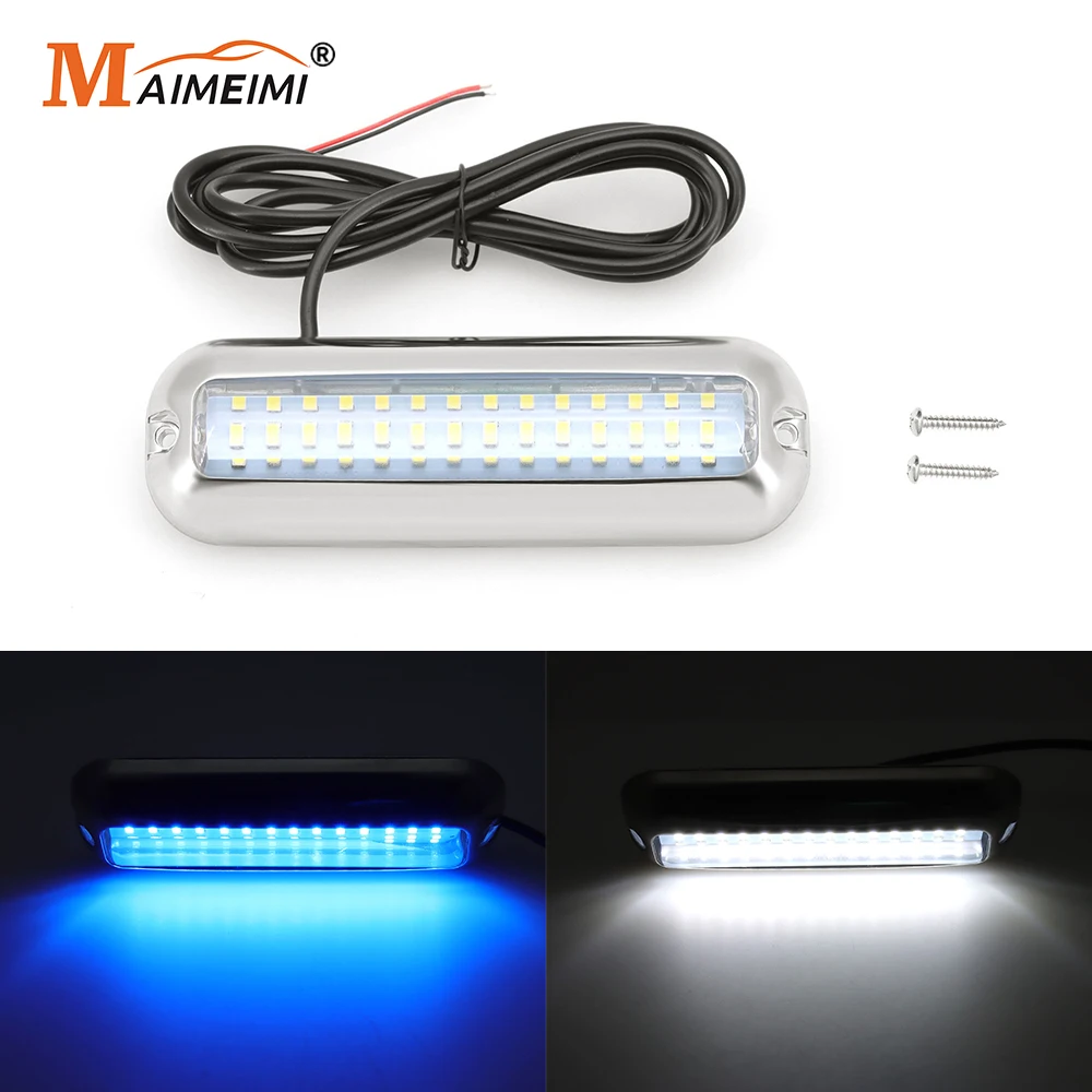 42 LED High Brightness Marine Light Yacht Underwater Light 12V Waterproof Stainless Steel Ship Underwater Pontoon Transom Light