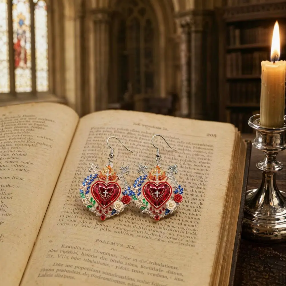 Charming Earrings 1 Pair Faux Heart Earrings Drop Earrings Dangle Halloween Jewelry Accessory for Women Girls Lovely Appearance
