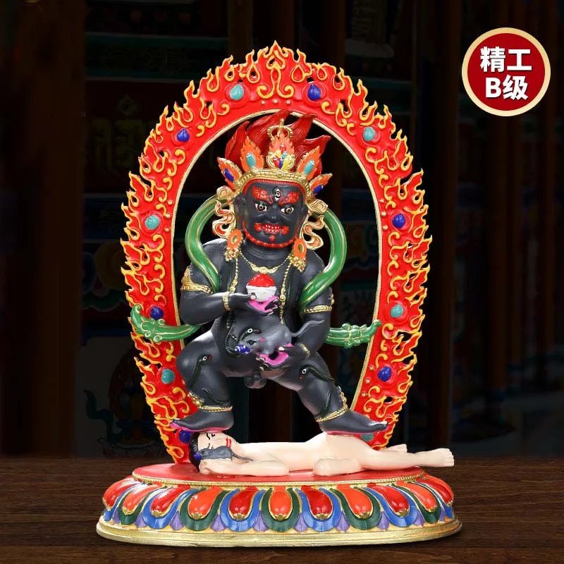 High grade COLOR gilding Buddha brass statue HOME temple effective Tibetan Nepal Black Jambhala God