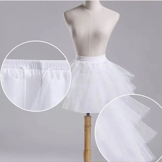 White Mini 3 Layers Wedding Flower Girl Petticoat Underskirt Crinoline Slips