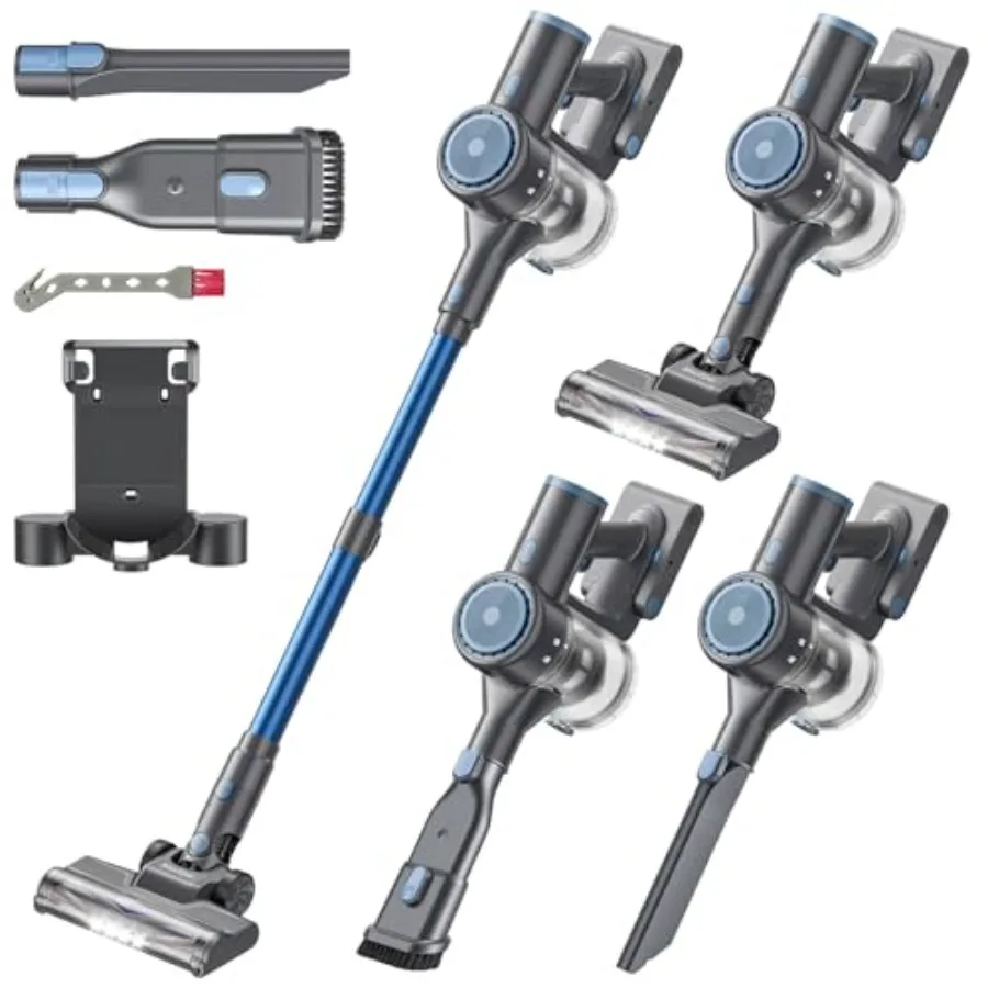 

Беспроводной пылесос для дома 40KPA/300W, вертикальный пылесос с зарядной док-станцией, защита от запутывания, 6 в 1, легкий ручной пылесос