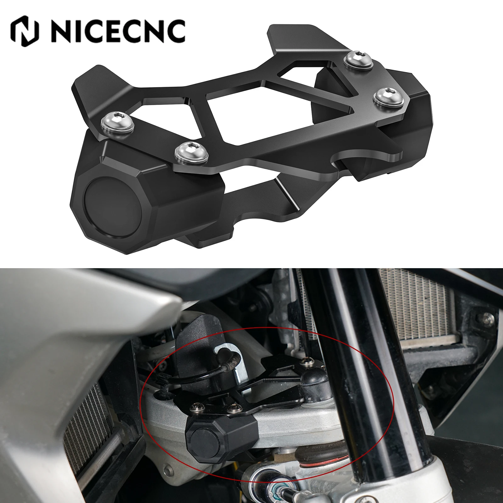 

NICECNC Motorcycle Steering Stop Cover Guard Protector For BMW R1250GS Adventure 2018-2024 R1250GS 2018-2023 R1200GS Adventure