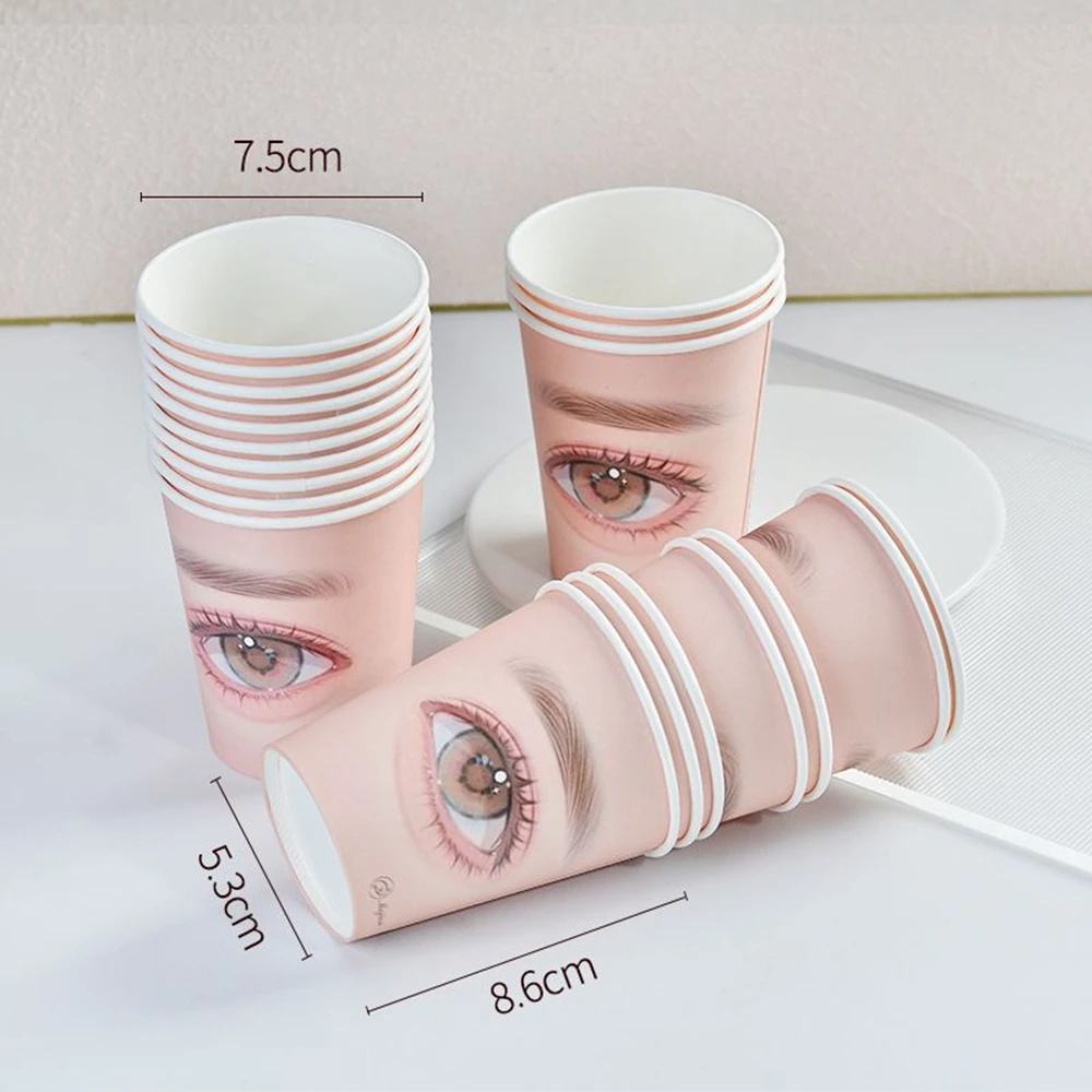 Kit de práctica de extensiones de pestañas postizas, vasos de papel de entrenamiento con kit de maquillaje, placa de práctica, fabricación de vasos de papel, herramienta de pestañas postizas, 50/100 piezas