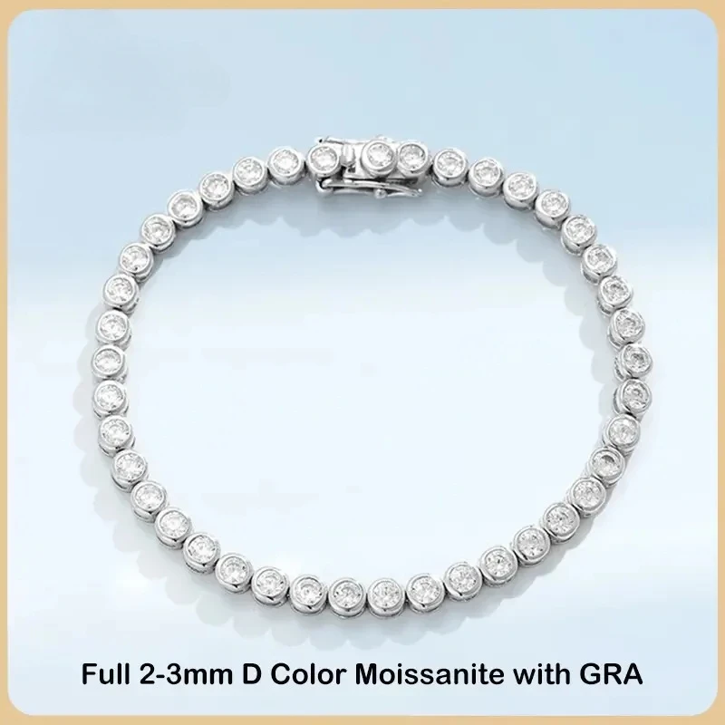 

FOUND FORM Bubble Moissanite Tennis Bracelet 2-3mm D Color S925 18K Gold Plated Women's Diamond Link Bracelet GRA