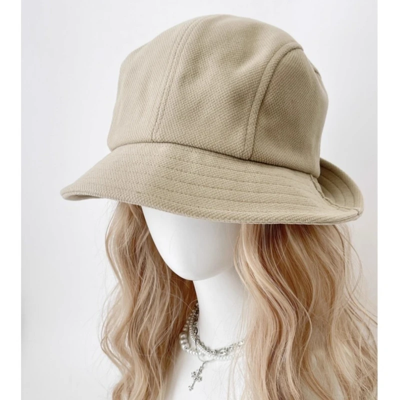 

Однотонные шерстяные панамы в японском стиле для женщин, осенне-зимние универсальные повседневные нишевые художественные кепки, подчеркивающие лицо