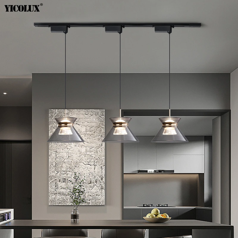 Modern Restaurant Led Chandelier Bedroom Minimalist Bedside Pendant Lamp Coffee Shop Bar Dining Table Mobile Track Haging Light