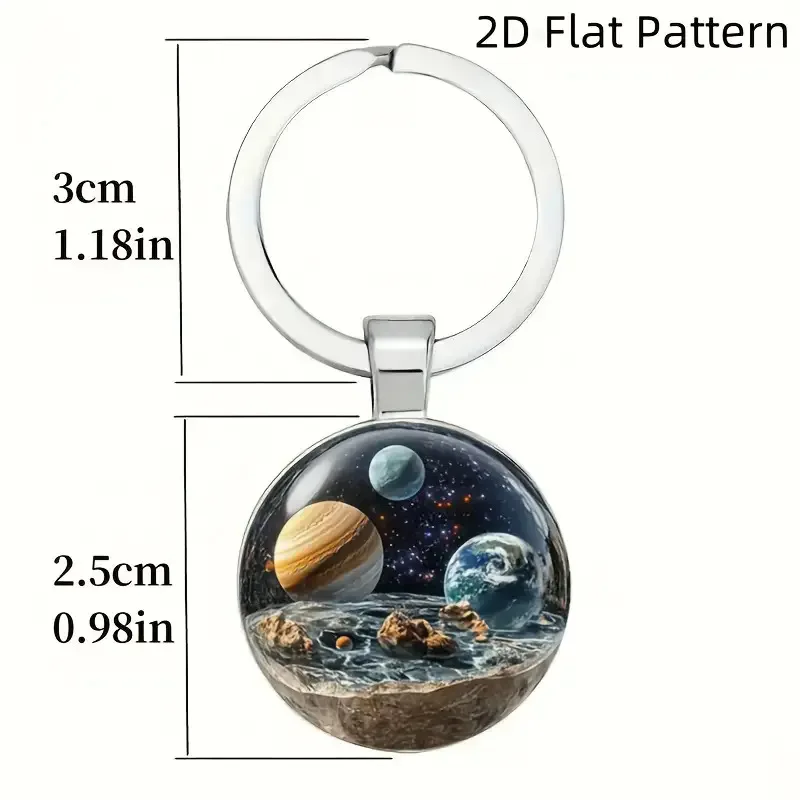 Solar System Starry Sky Planet Keychain Pendant Metal Keyring Ring Car Bag Hanging Accessories Creative Small Gift