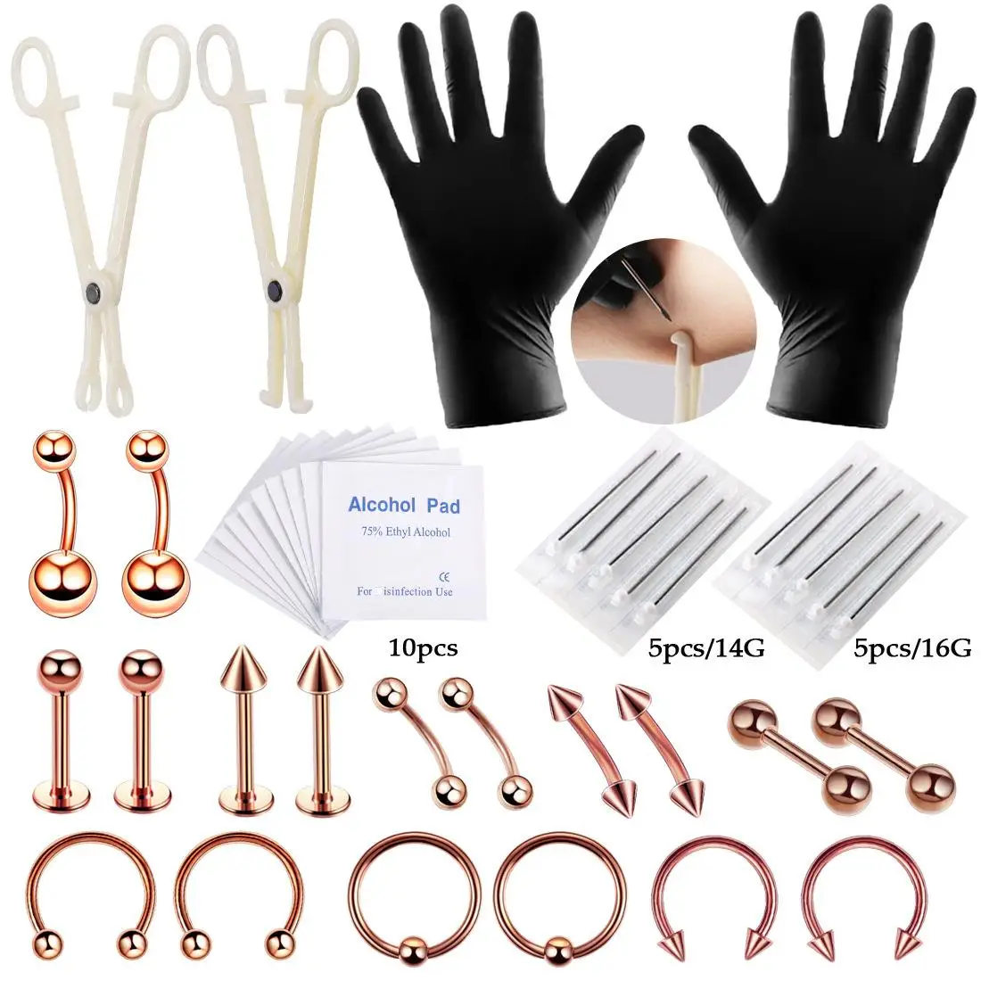 Best Selling Tattoo Piercing Tool Set Lip Staples Brow Earrings Navel Rings Full Body Piercing