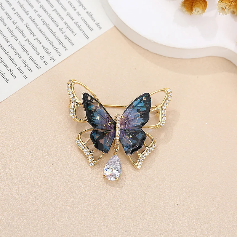 Crystal Butterfly Dragonfly Brooches Badge For Women Vintage Zircon Insect Collar Pins Weddings Office Party Scarf Dress Jewelry