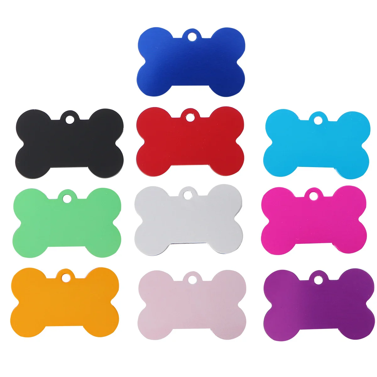 10 Pcs Blank Bone Shaped Dog Tag Cat Tags Personalized Small Pet ID Aluminum Alloy Label