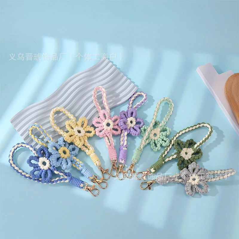 Phone Lanyard Handmade Woven Flower Rustic Garden Style Versatile Durable Lightweight for Key Cup Bag Outdoor Daily
