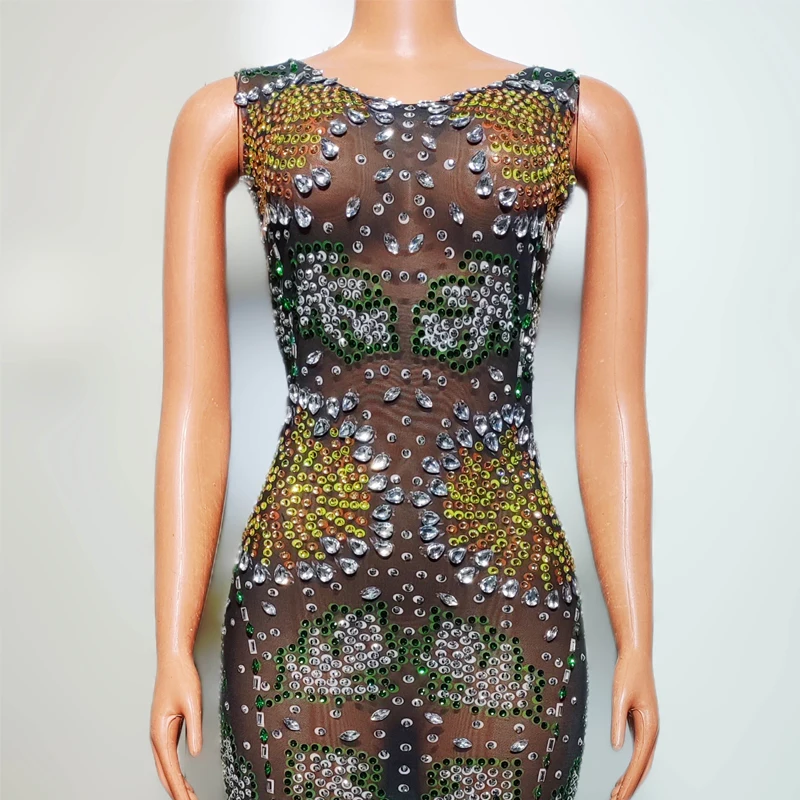 PerconsiderParty-Robe de Soirée Sexy Colorée pour Femme, Tenue de Chanteuse, Tenue de Spectacle sur Scène, XS8553