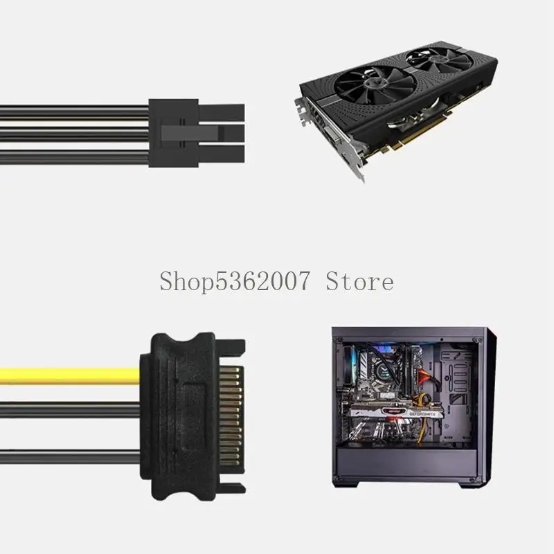 SATA15pin à 8pin Connecteurs mâles Câble pour le câble d'alimentation GPU 7 pouces 40JB