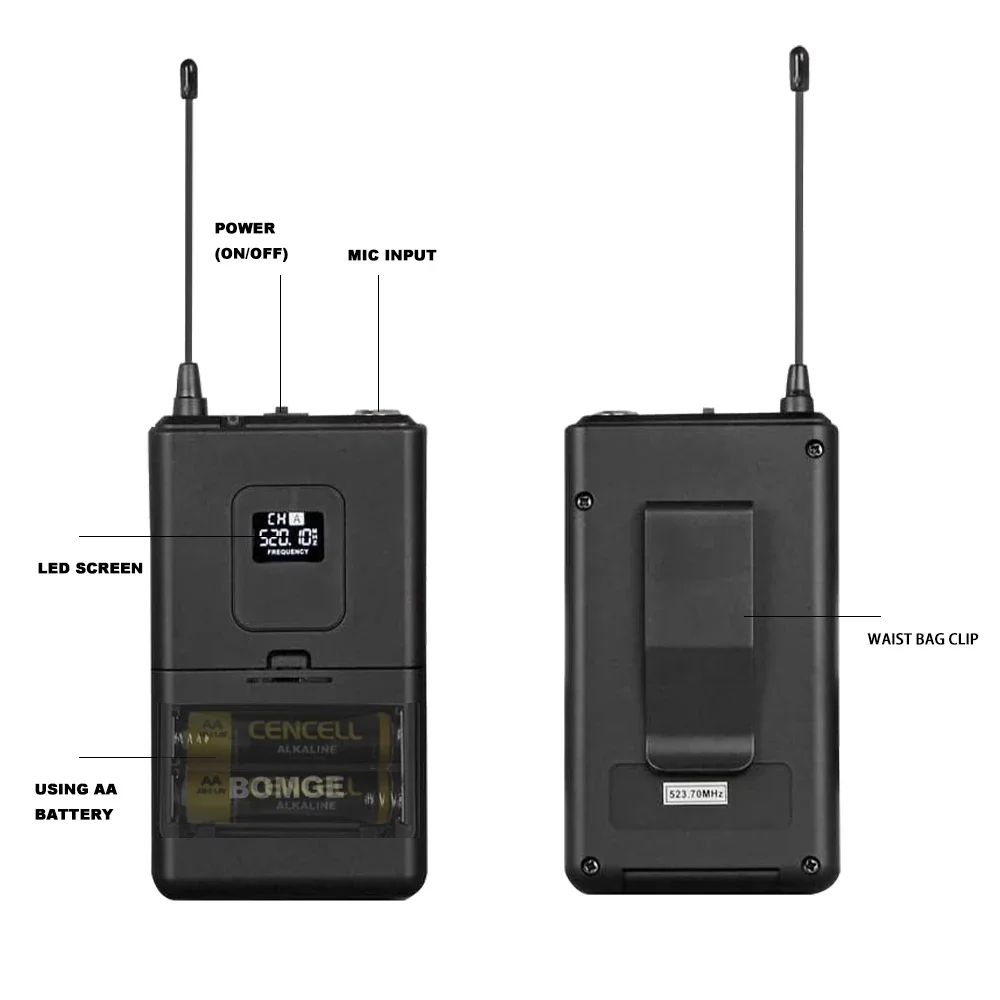 4 Channel Wireless Lavalier Microphone Headset Microphone BOMGE CLIP VHF Fixed Dual Frequency Wireless Set For Stage Show