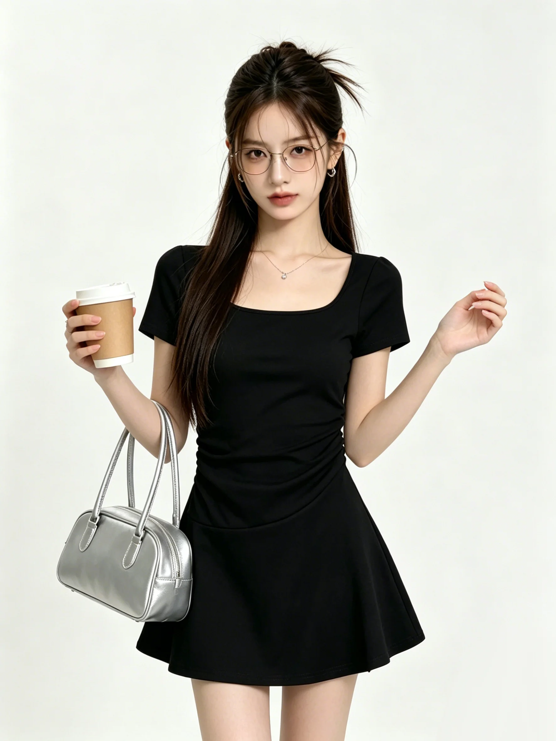เสื้อยืดคอเหลี่ยมสไตล์เกาหลีเร - Korean Style A Line Shirt Dress บทวิจารณ์และราคา
