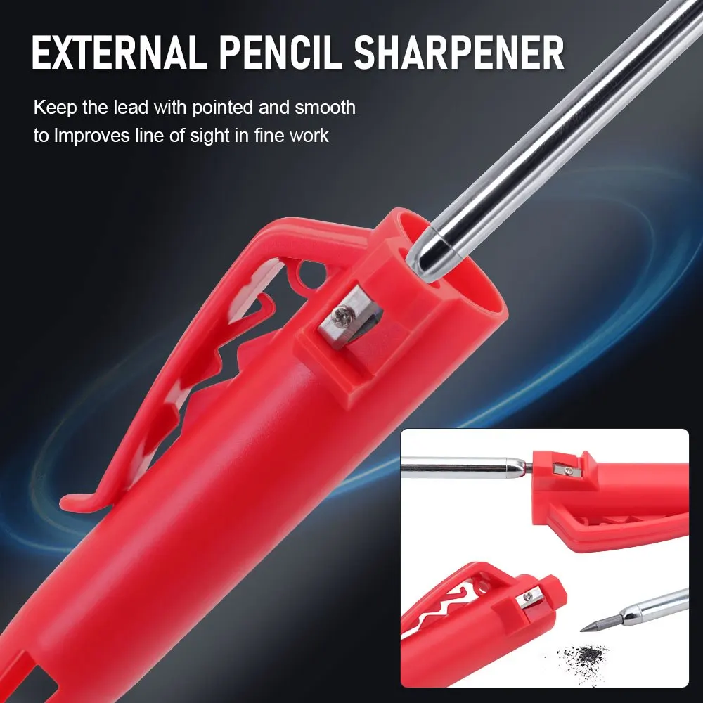 2.8 مللي متر النجارة قلم رصاص النجارة العميق حفرة ماركر المدمج في مبراة الحفرة العميقة بمناسبة قلم رصاص ميكانيكي معدن طويل الرأس