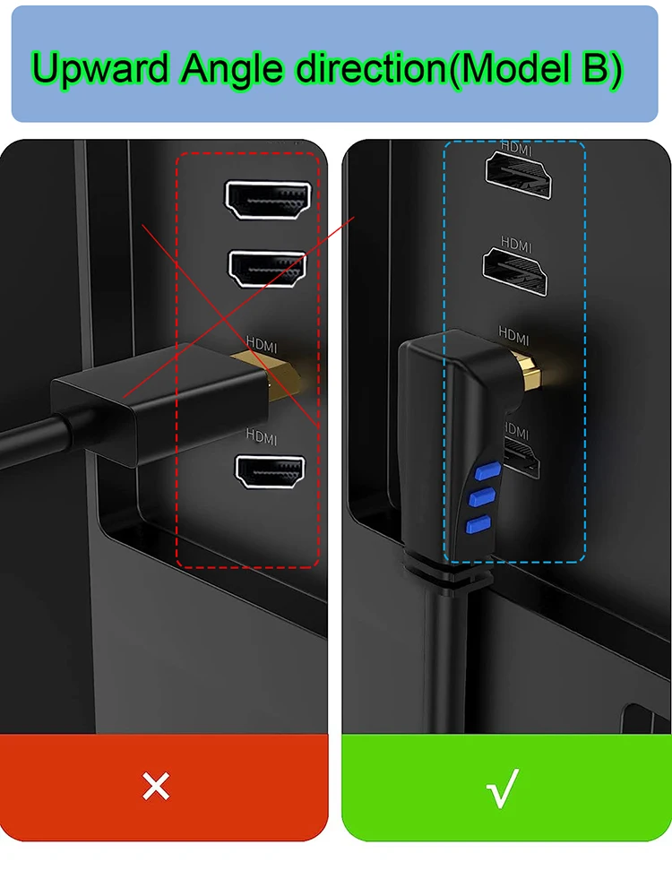 Kątowy kabel HDMI 2.0 4K 60Hz Down UP 90 stopni HDMI 4K 60Hz kabel HDR CEC HDMI ARC do PS5 Xbox Series X PS4 HDTV Niebieski DVD