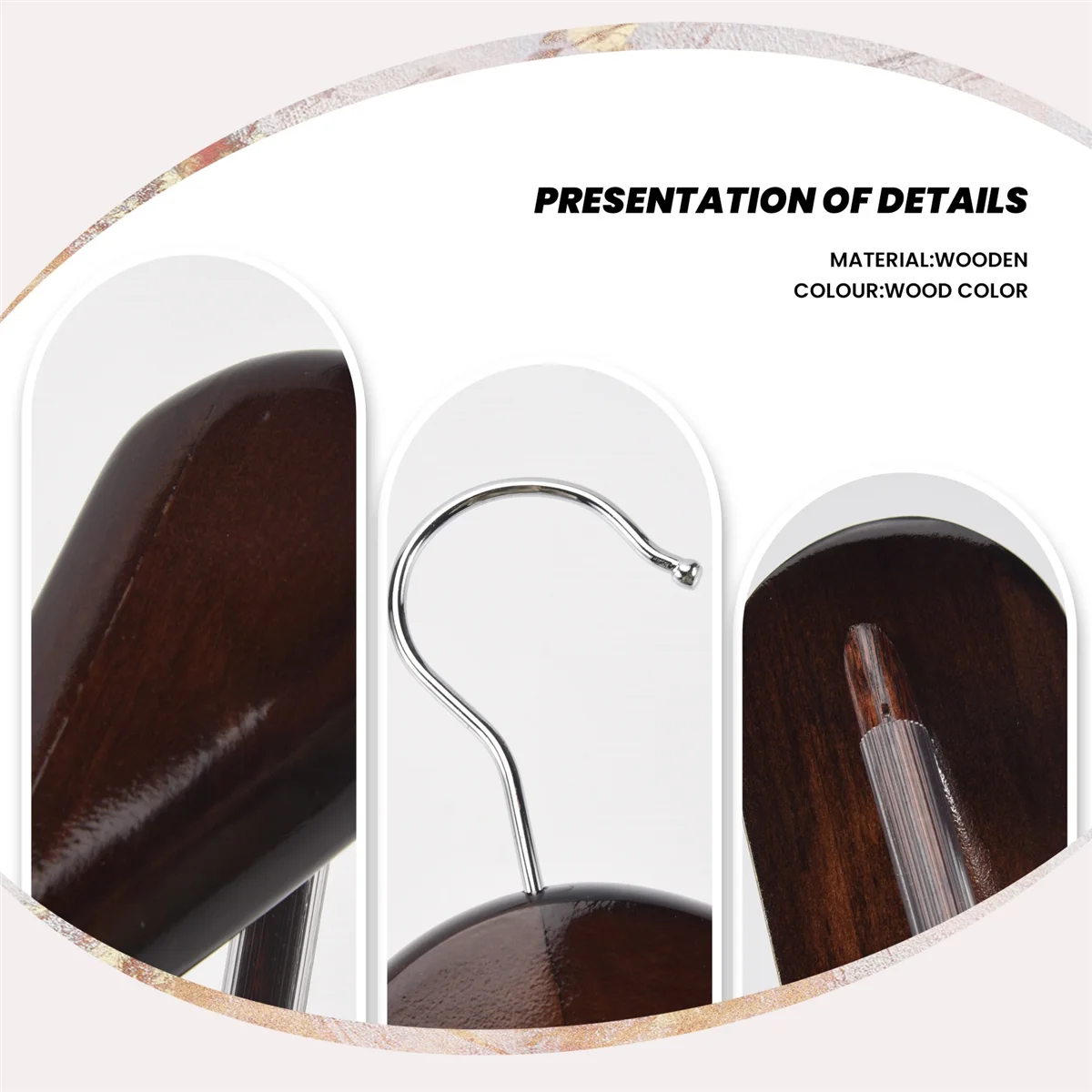 Confezione da 6 grucce in legno a spalla larga con barra per pantaloni antiscivolo - Appendiabiti per abiti in legno massello liscio