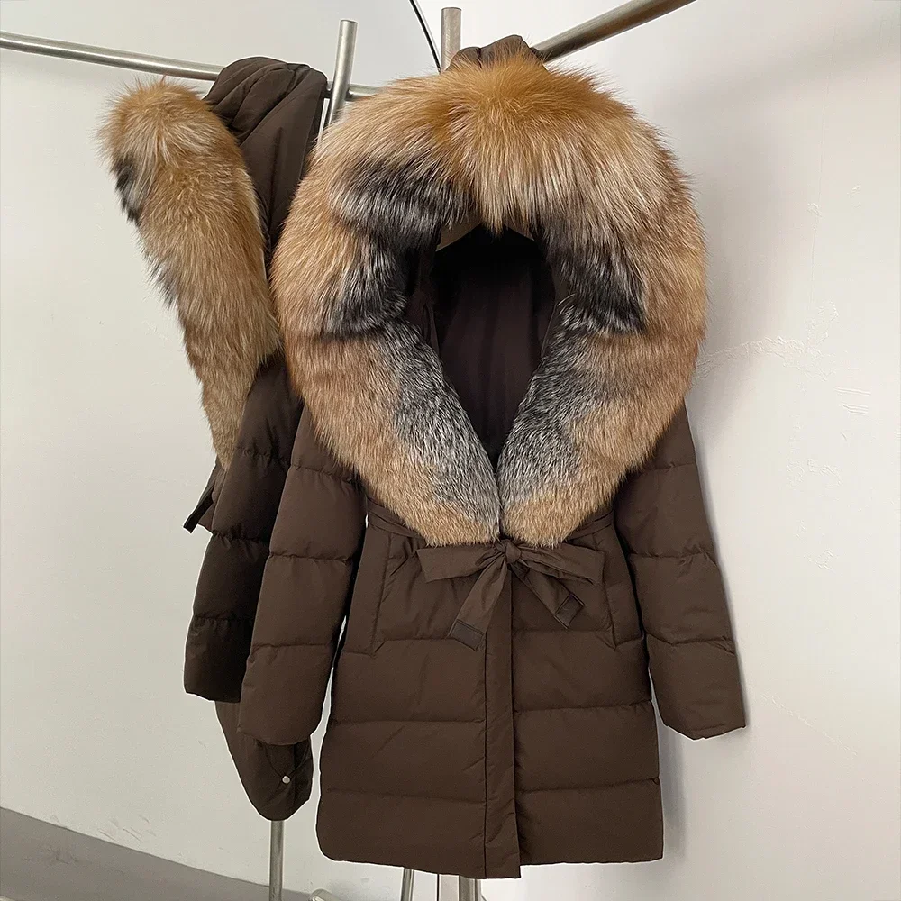 المرأة مقنعين الواقع الفراء سترة الخريف الفراء الحقيقي الأبيض بطة أسفل معطف 2025 الشتاء الثعلب الفراء البخاخ معطف موضة ملابس خارجية الإناث