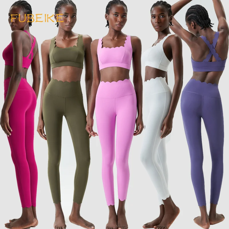 

Women Solid Color Gym Suit Two Pieces Fitness Yoga Set Super Streth Slim Fit Running Sportswear Breathable Workout Clothes