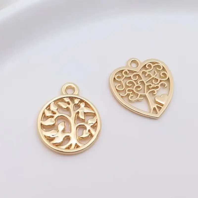 

14K Gold Plated Accessories: Tree of Life pendant, Lucky tree, heart-shaped pendant, DIY pendant
