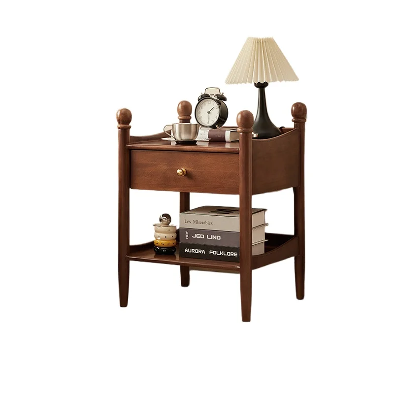 

Solid wood bedside table Bedroom French retro bedside shelf Small bedside storage cabinet