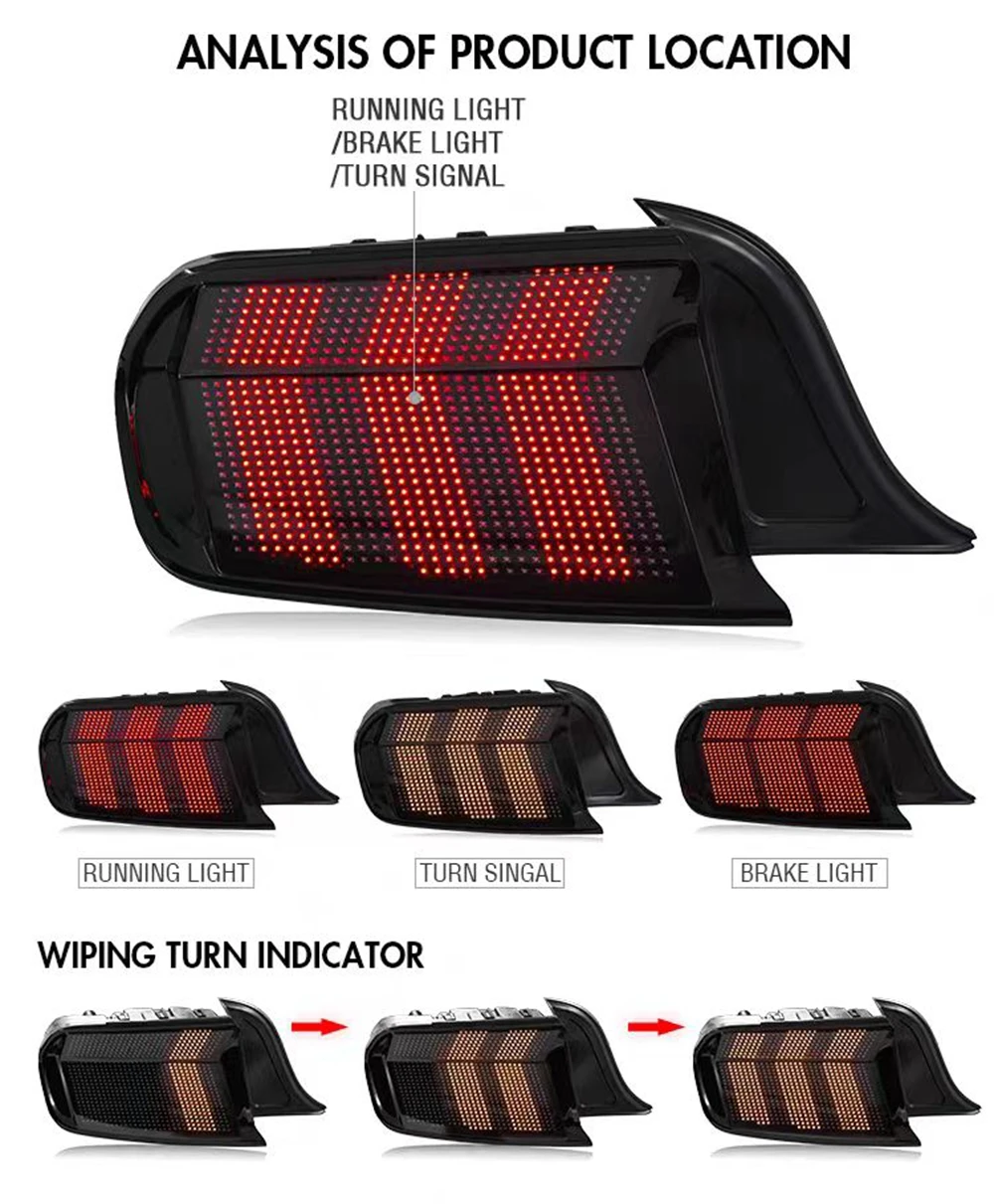 RGB Tail Light for 2015-2023 Ford Mustang With Multiple Animation RGB Modes LED Taillight Assembly